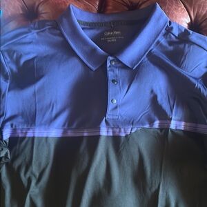 Calvin Klein Blue and Black Polo Shirt
